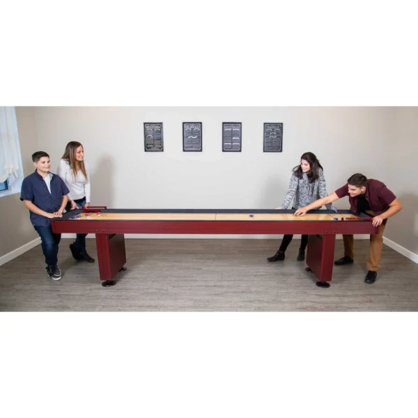 Group of people playing on a shuffle table