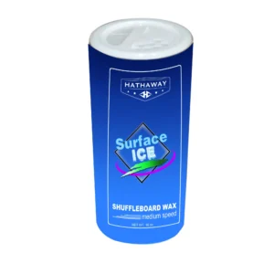 A can of Surface Ice Shuffleboard Wax on a white background.