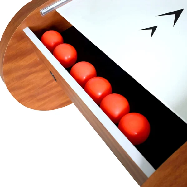 8 foot skeeball arcade table game and red balls