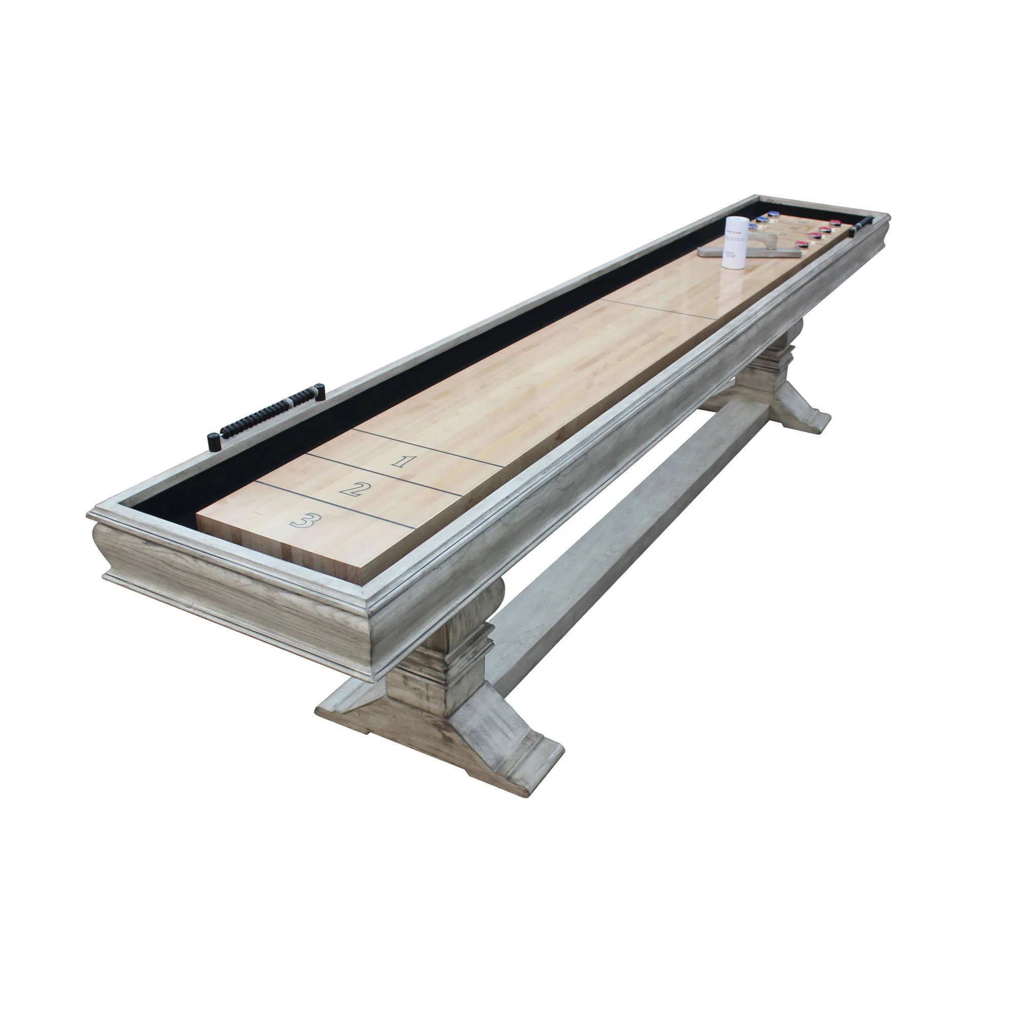 12-ft Shuffleboard table with charcoal finish