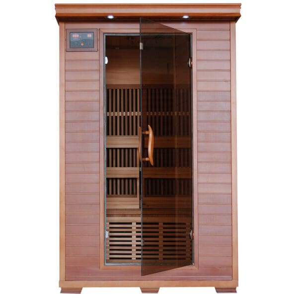 Two person cedar deluxe infrared sauna with glass door