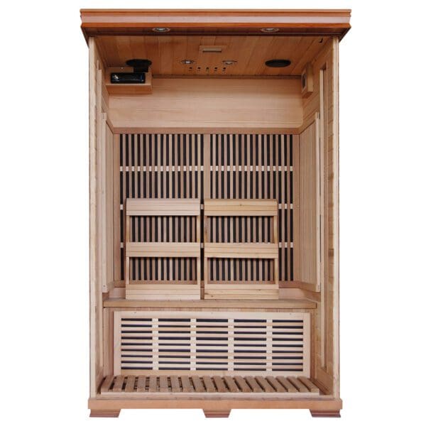 Two person cedar deluxe infrared sauna with no doors