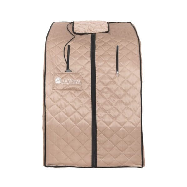 A beige quilted Valerian Portable Sauna bag on a white background.