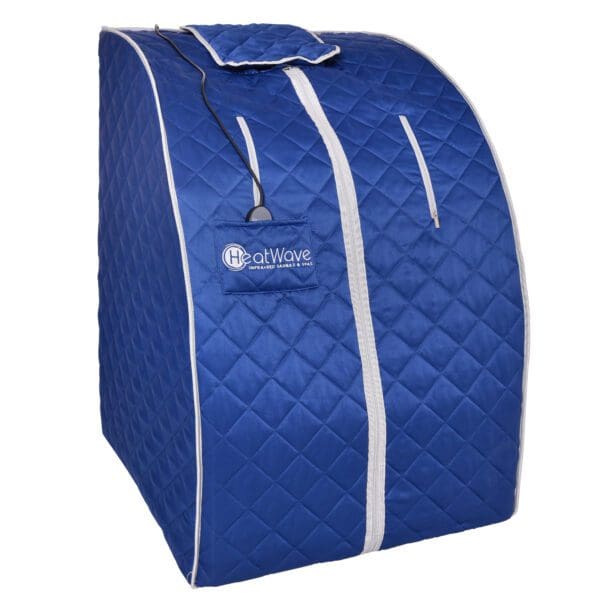 A blue and white Liberty Portable Sauna.