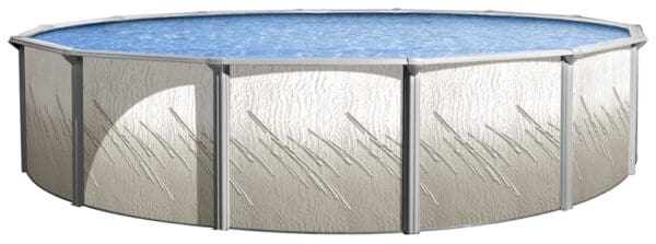 An Above Ground Pool With Silver Details