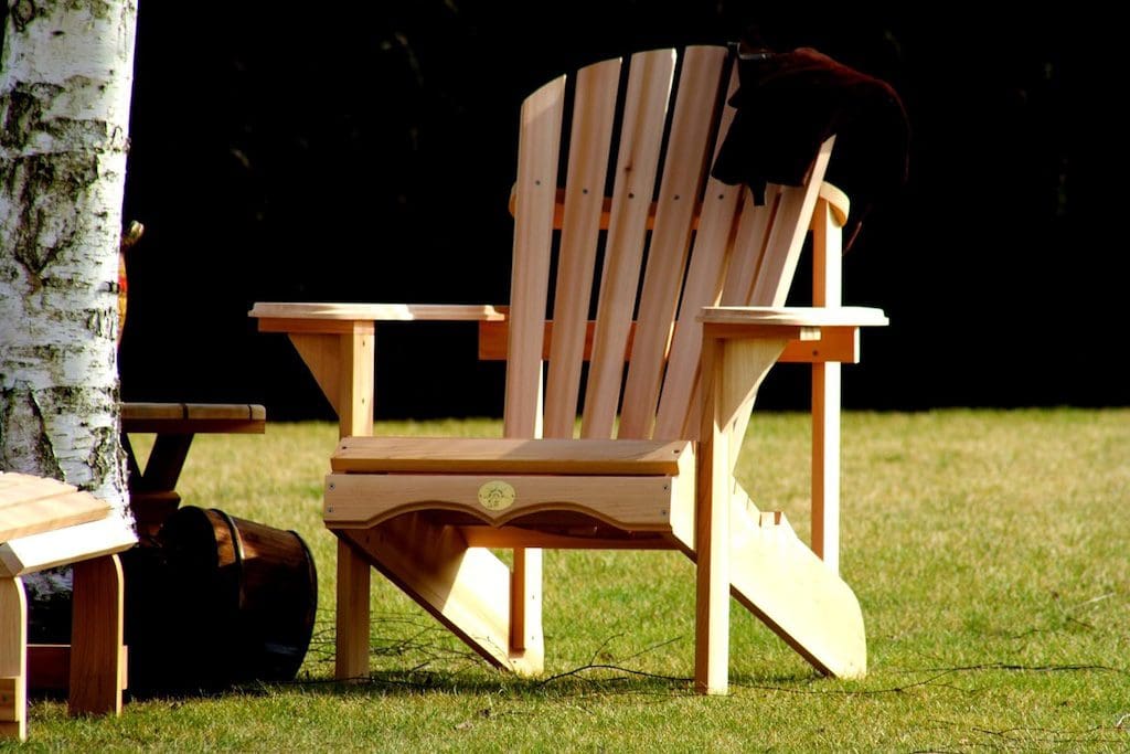 Bear Chair, Pine Adirondack Chair Kit on a grass land