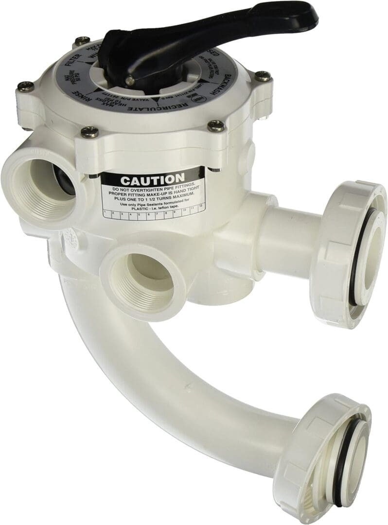 A Pentair 261177 1-1/2-Inch Threaded Multiport Valve Replacement Pool and Spa D.E. Filter on a white background.