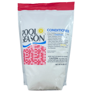 Pool Season conditioner bag with red label.