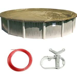 Pool cover kit with cable and winch.