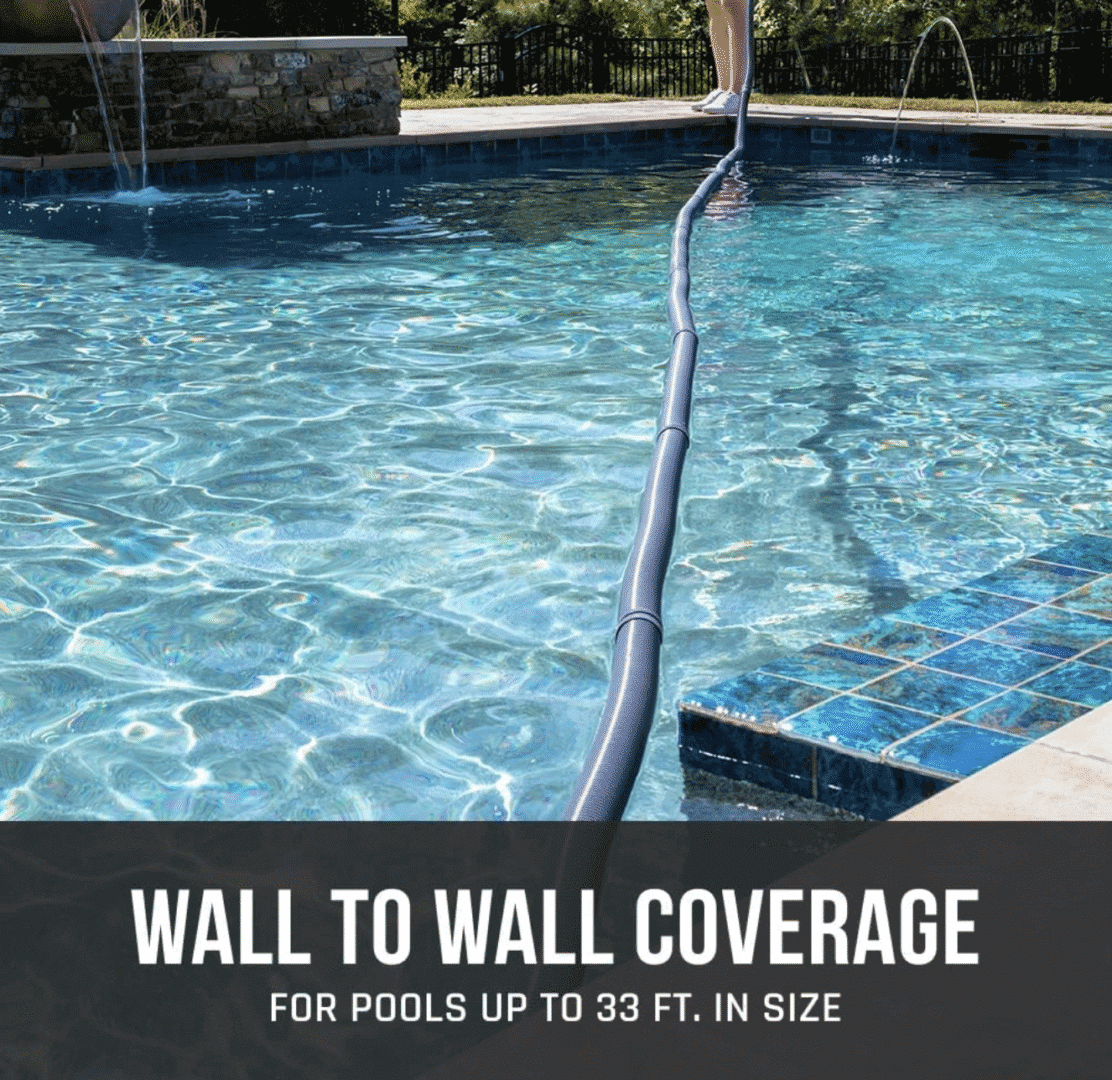 Pool cleaner hose in a swimming pool.