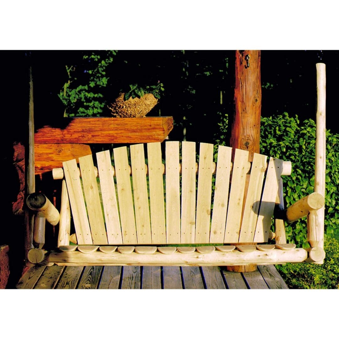Lakeland Mills 5-Foot Cedar Log Porch Swing, Natural - Image 2