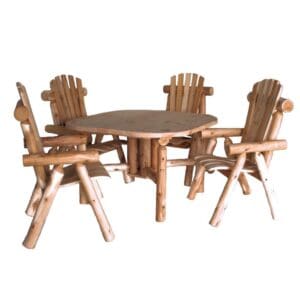 Lakeland Mills CF4730 Cedar Log Roundabout Table with Four Chairs