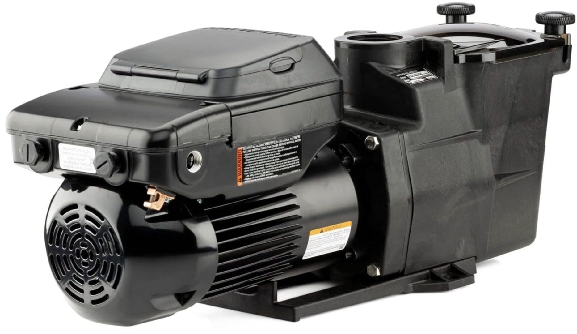 Black pool pump motor with plastic housing